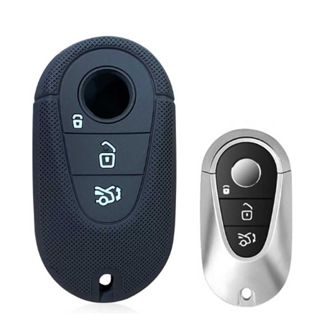 Mercedes 3 gombos szilikon tok - Fekete