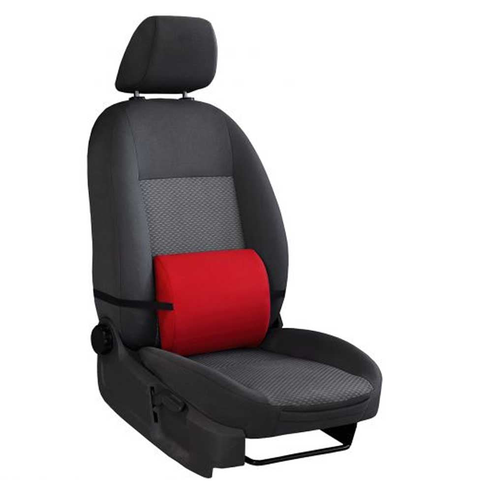 Piros színű memóriahabos derékpárna autóba alkantara anyagból