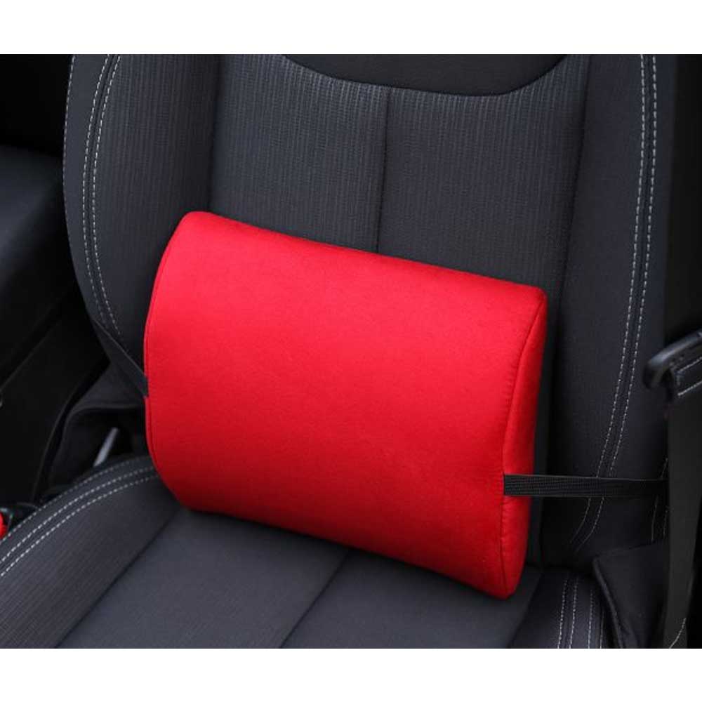 Piros színű memóriahabos derékpárna autóba alkantara anyagból