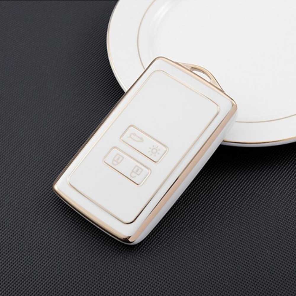 Renault 4 gombos TPU kulcstok - Krémfehér