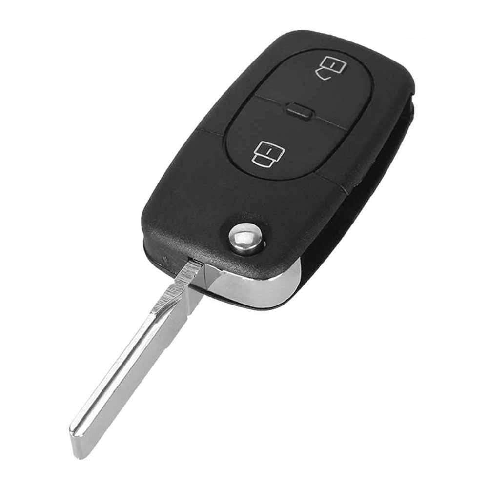 Fekete színű, 2 gombos Audi bicskakulcs, kulcsház.