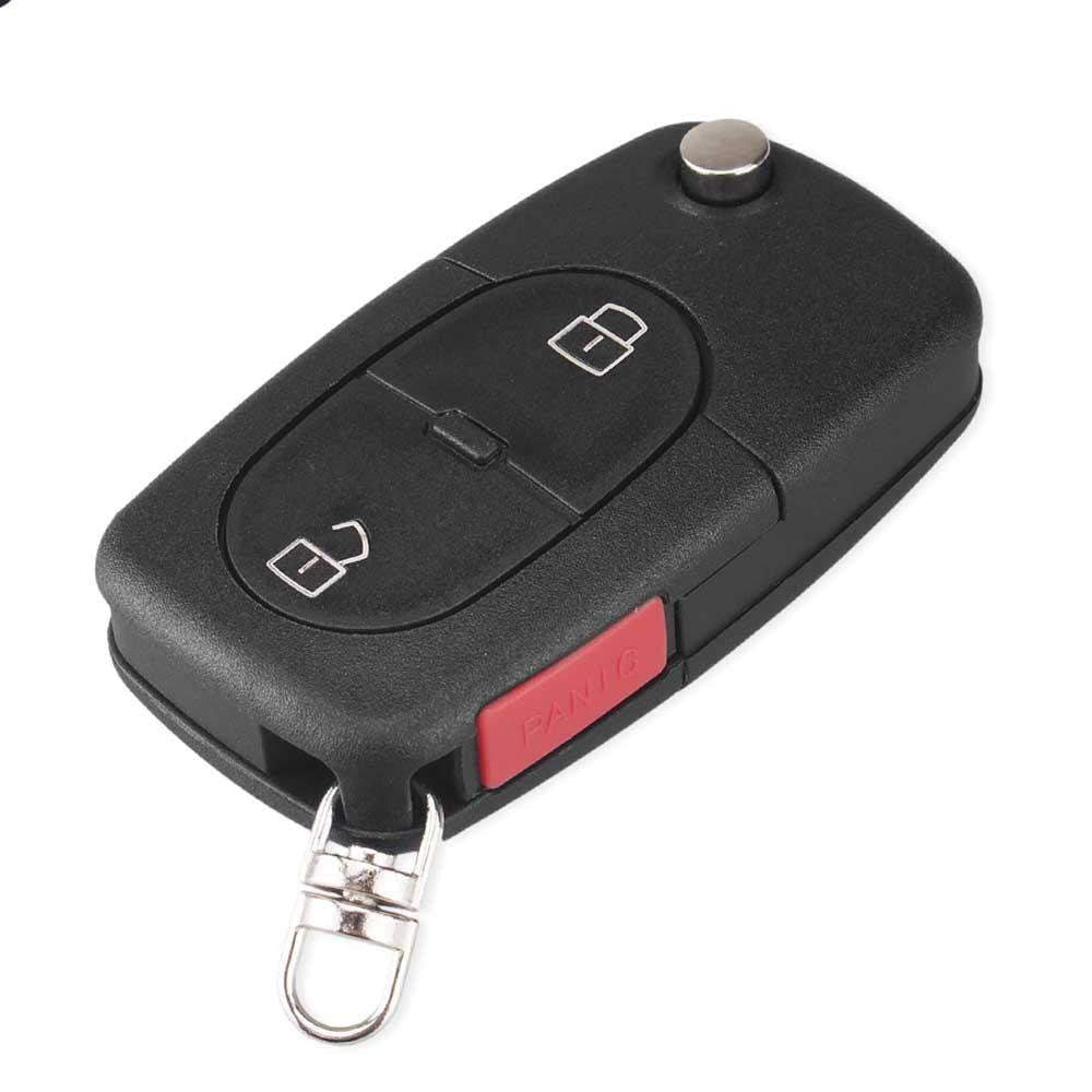 Fekete színű, 3 gombos Audi bicskakulcs, kulcsház.