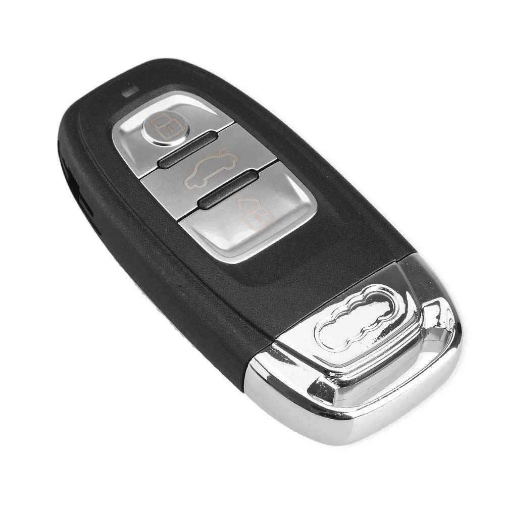 Fekete és ezüst színű, 3 gombos Audi kulcs, kulcsház.