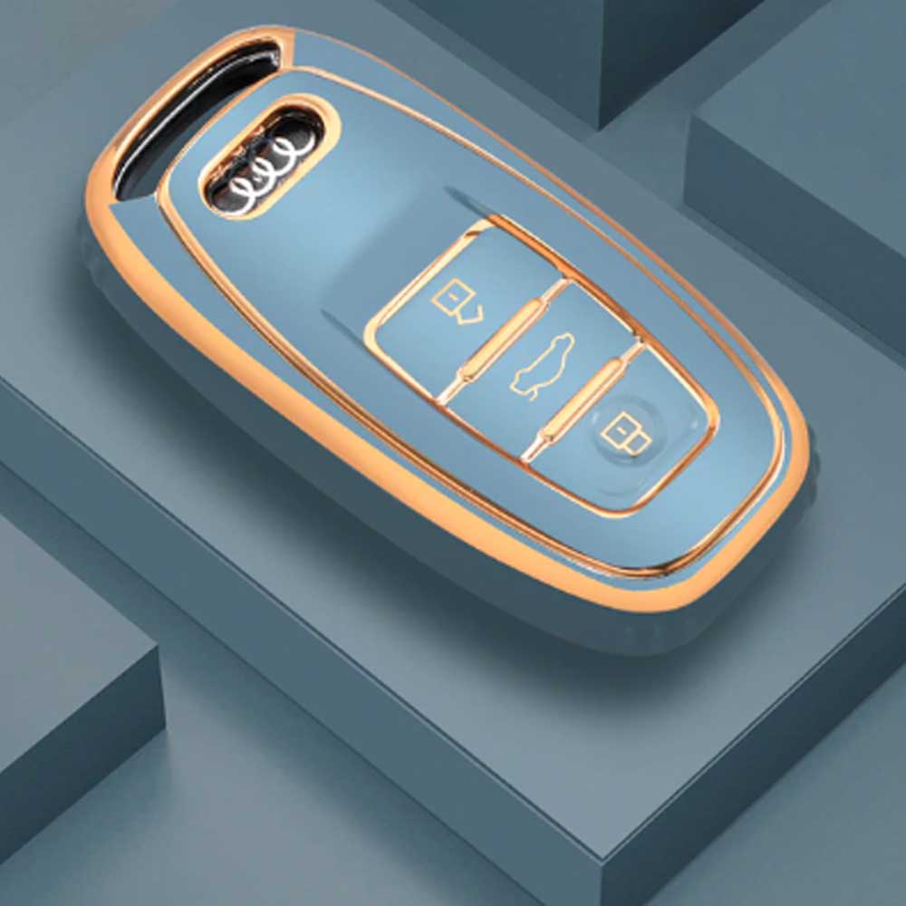 Audi 3 gombos TPU kulcs tok szürke színben