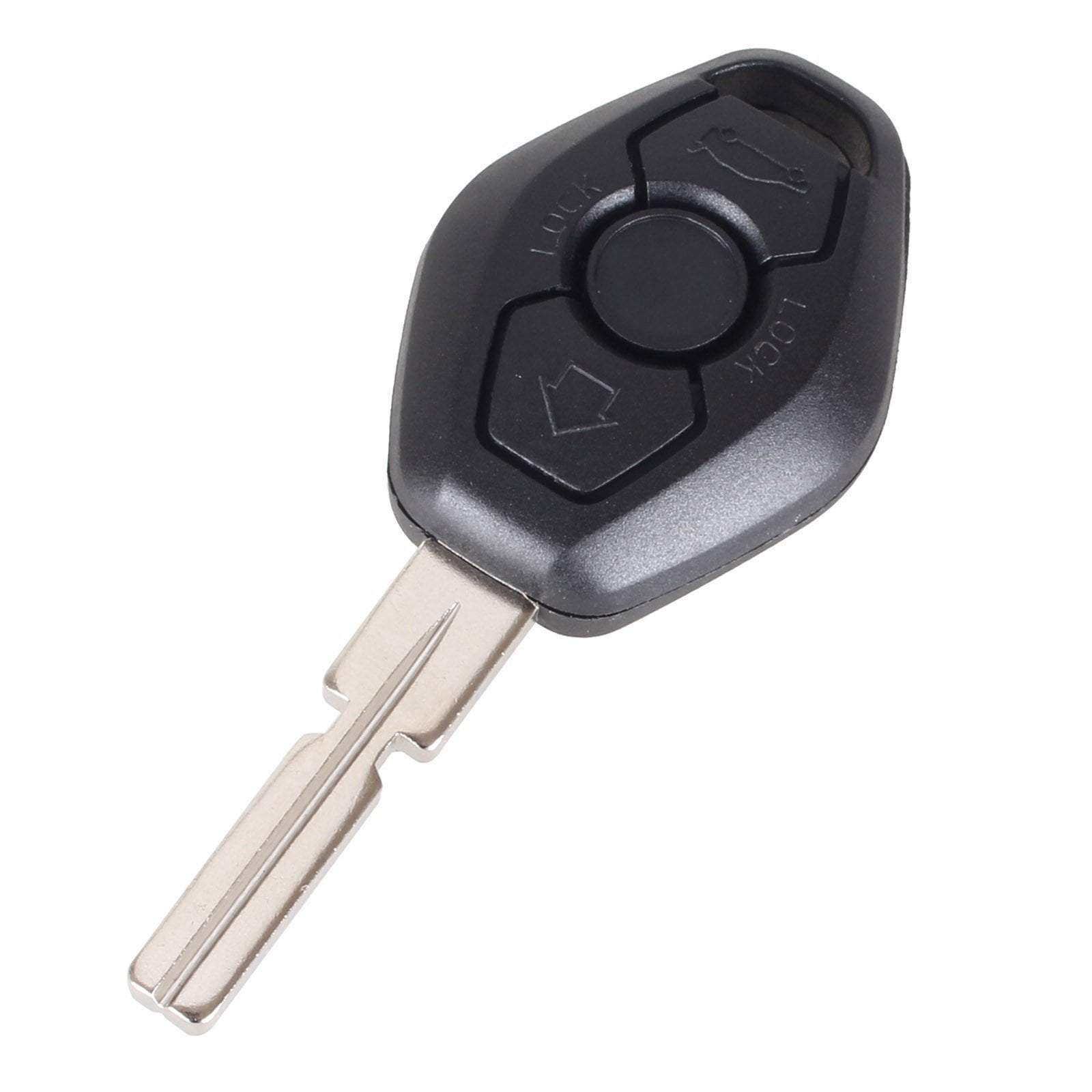 Fekete színű, 3 gombos BMW kulcs nyers kulcsszárral.