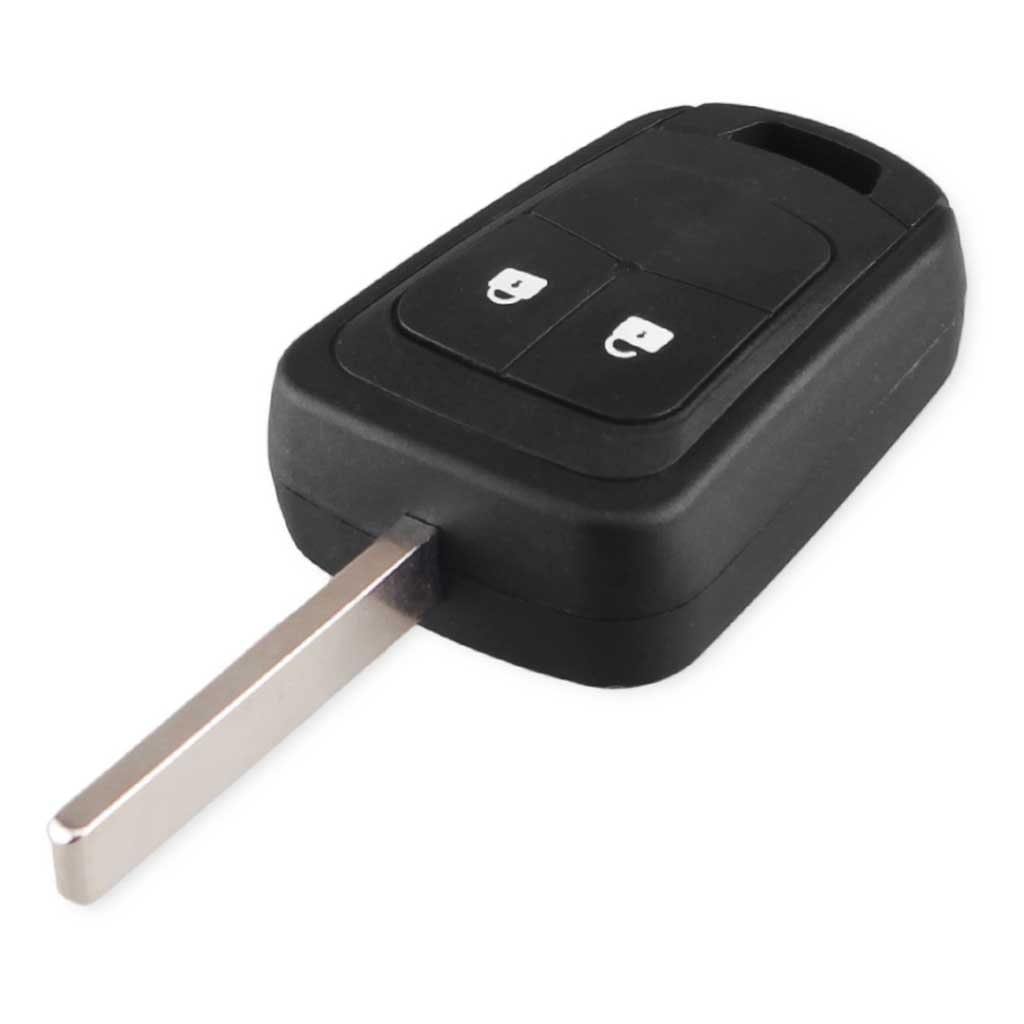 2 gombos, fekete színű Chevrolet kulcs, kulcsház nyers kulcsszárral.