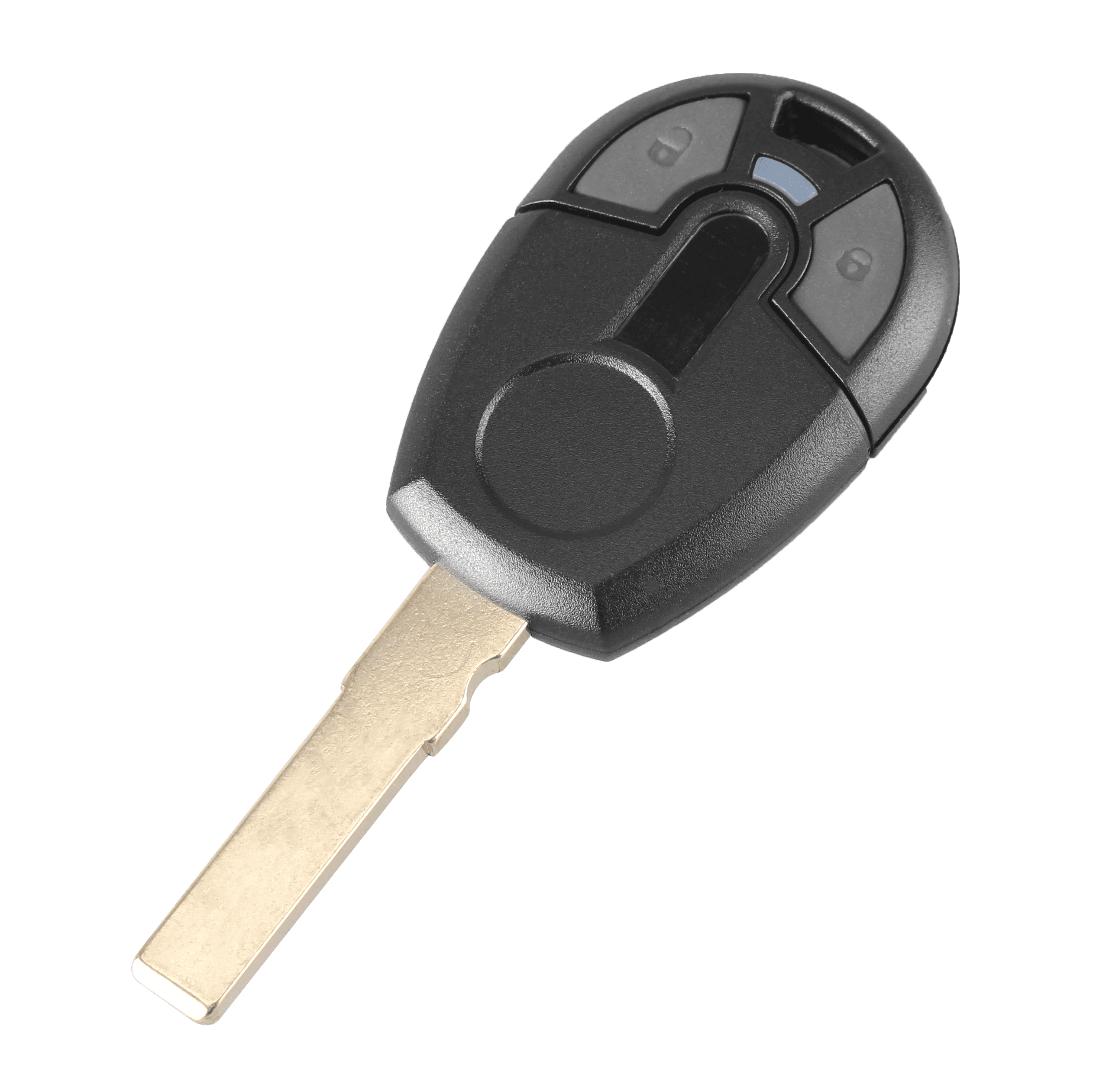 Fekete színű, 2 gombos Fiat kulcs, kulcsház.