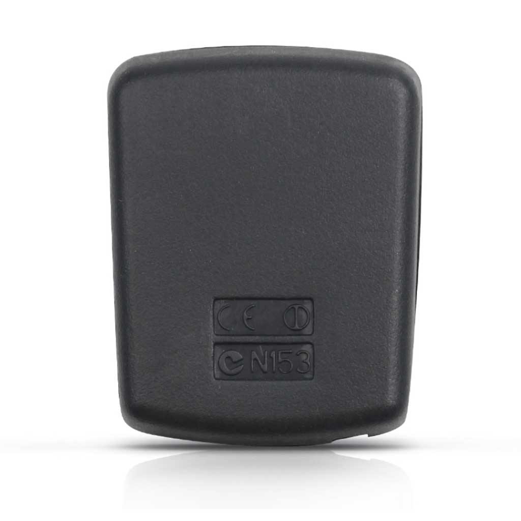 Fekete színű, 4 gombos Ford távirányítós kulcs, kulcsház hátulja.