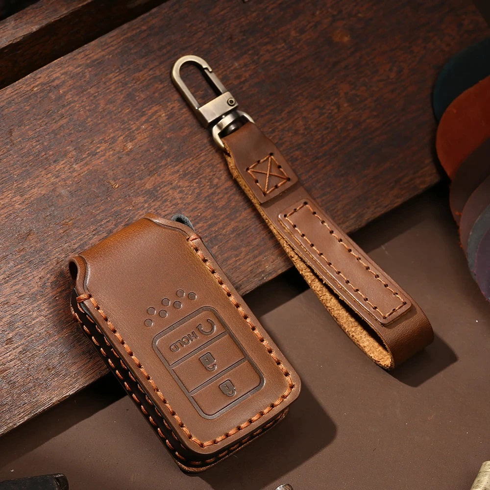 Honda bicskakulcs bőr tok 3 gombos barna