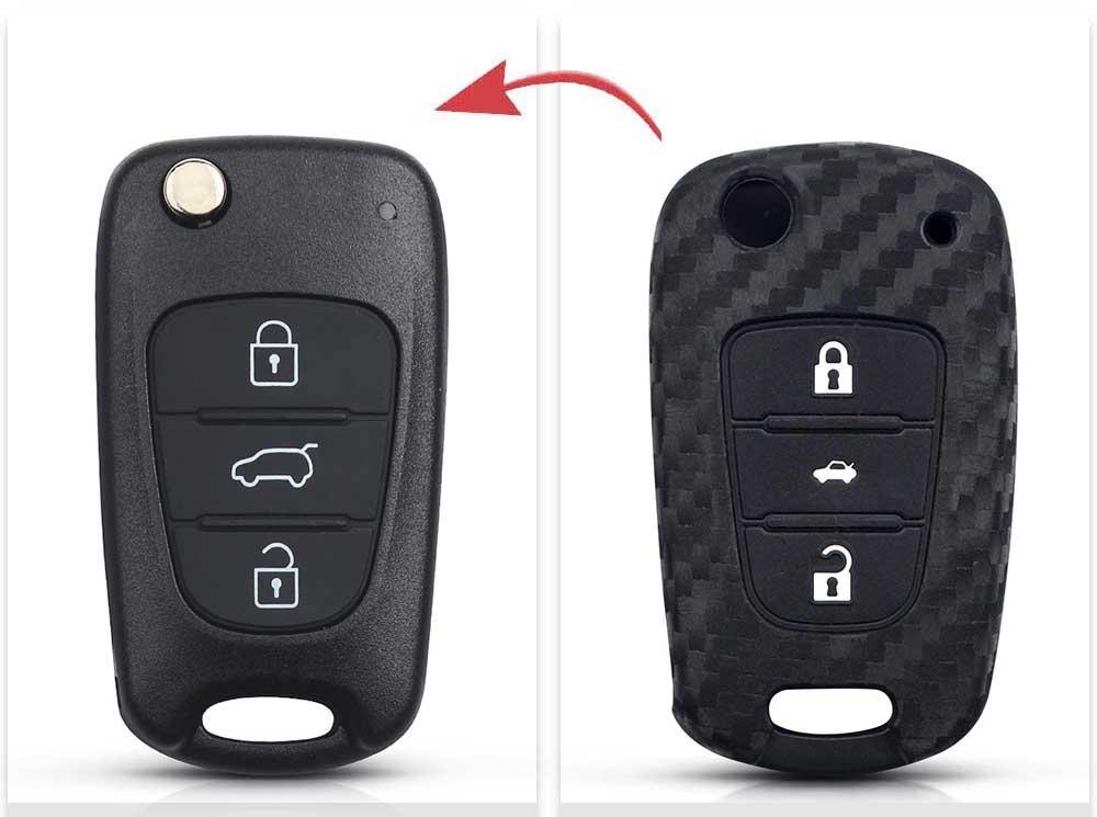 Hyundai szilikon tok 3 gombos Carbon