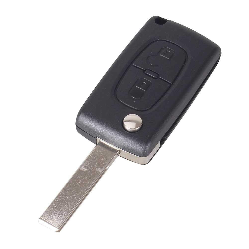 2 gombos, fekete színű Citroen kulcsház, bicskakulcs nyers kulcsszárral.
