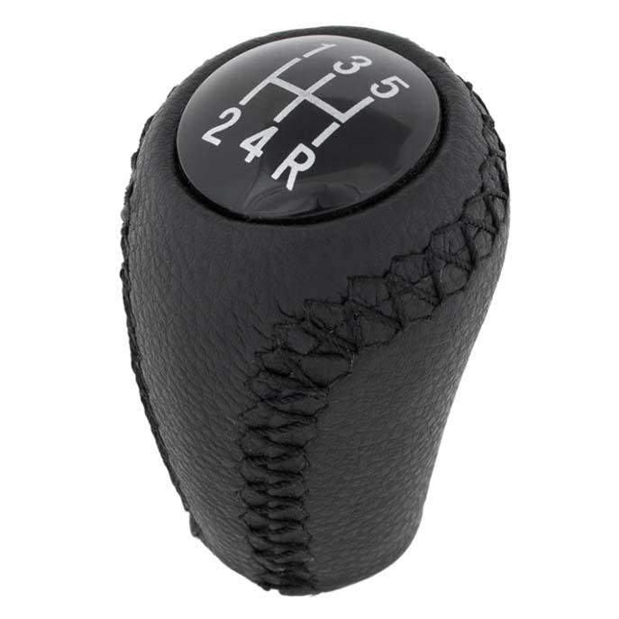 Fekete színű, 5 sebességes bőr Mazda váltógomb. 5 fokozatos üveg számlappal