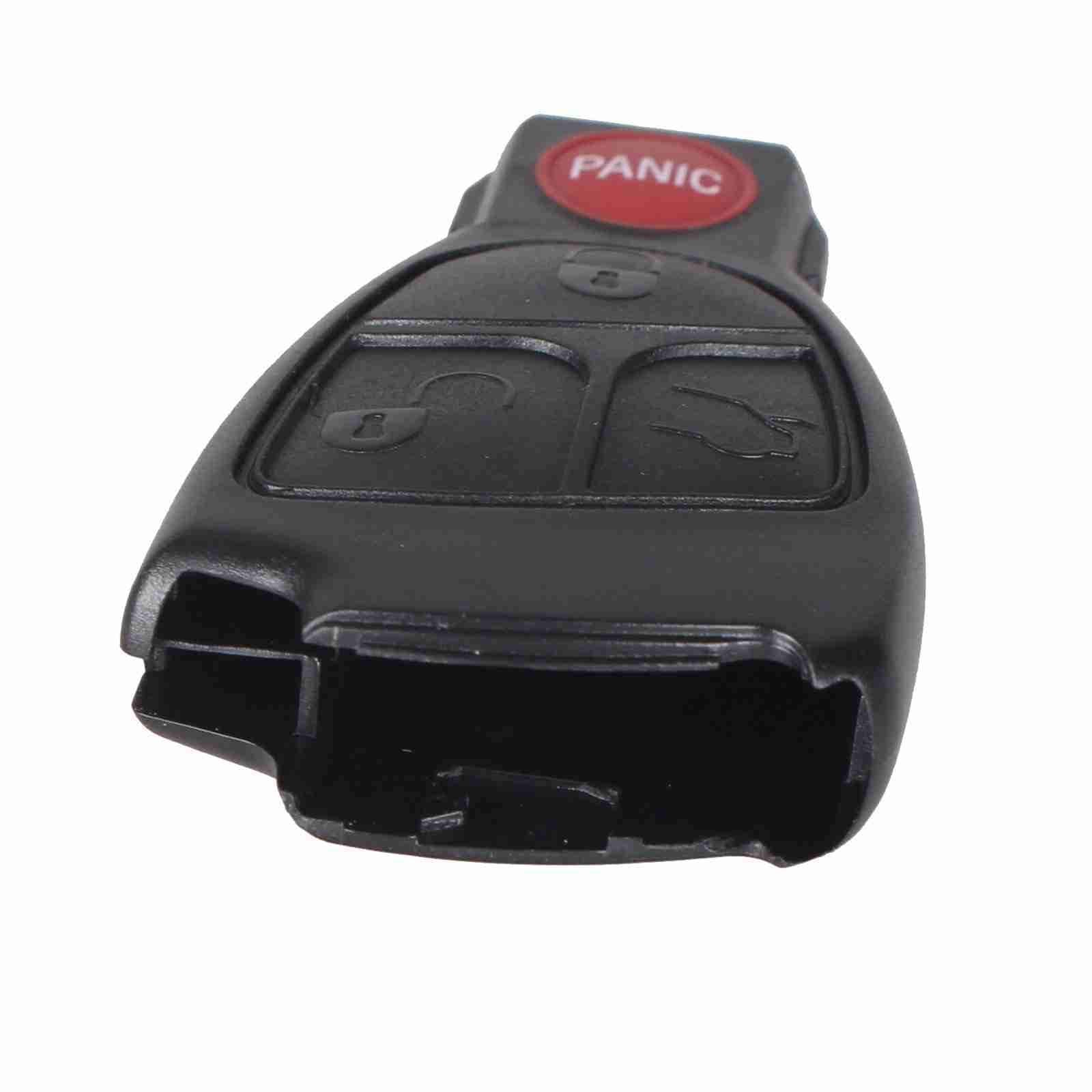 Fekete színű, 3 gombos Mercedes kulcsház piros színű PANIC gombbal.