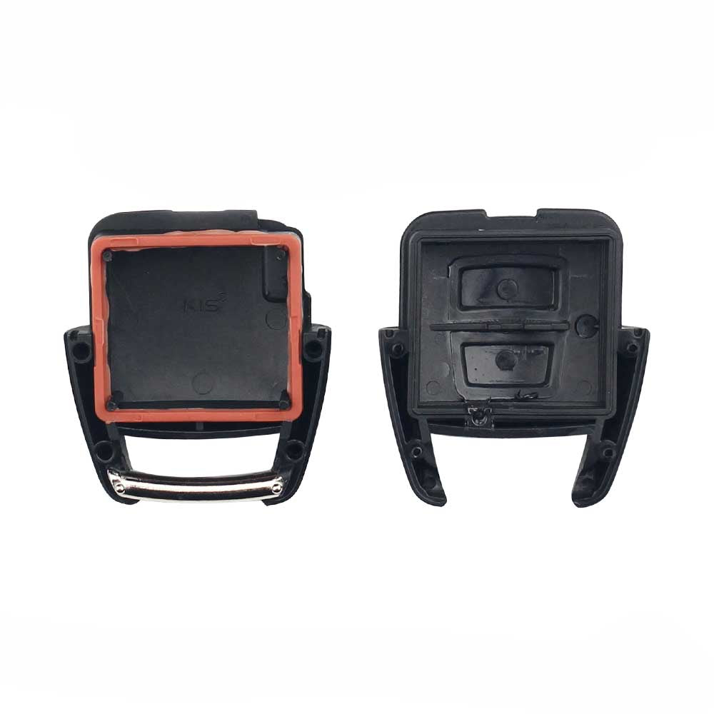 Fekete színű, 2 gombos Opel kulcs szétszedve