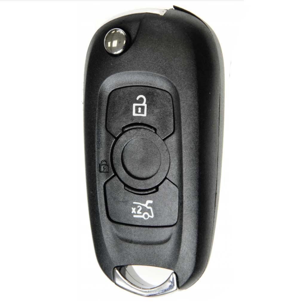 Fekete színű, 3 gombos Opel kulcsház, bicskakulcs.