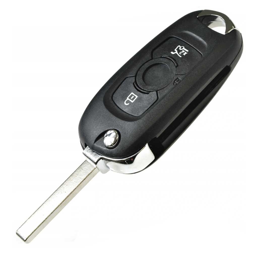 Fekete színű, 3 gombos Opel kulcsház, bicskakulcs.