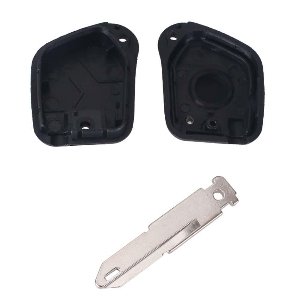 Fekete színű, 1 gombos Peugeot kulcs, kulcsház szétszedve