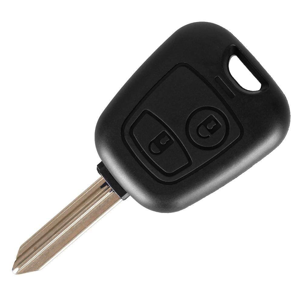 Fekete színű, 2 gombos Peugeot kulcs, kulcsház SX9 kulcsszárral.