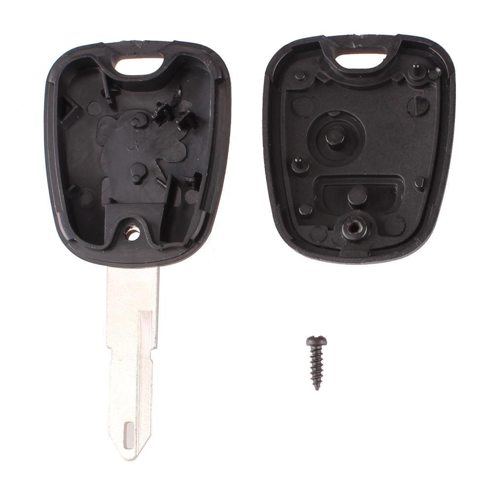 Fekete színű, 2 gombos Peugeot kulcs, kulcsház belseje. VA3 kulcsszárral.