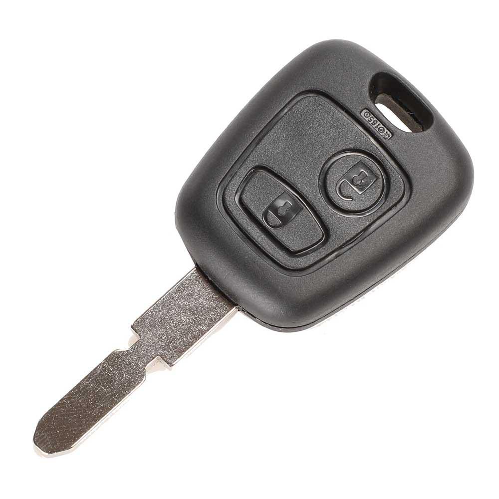 Fekete színű, 2 gombos Peugeot kulcsház.