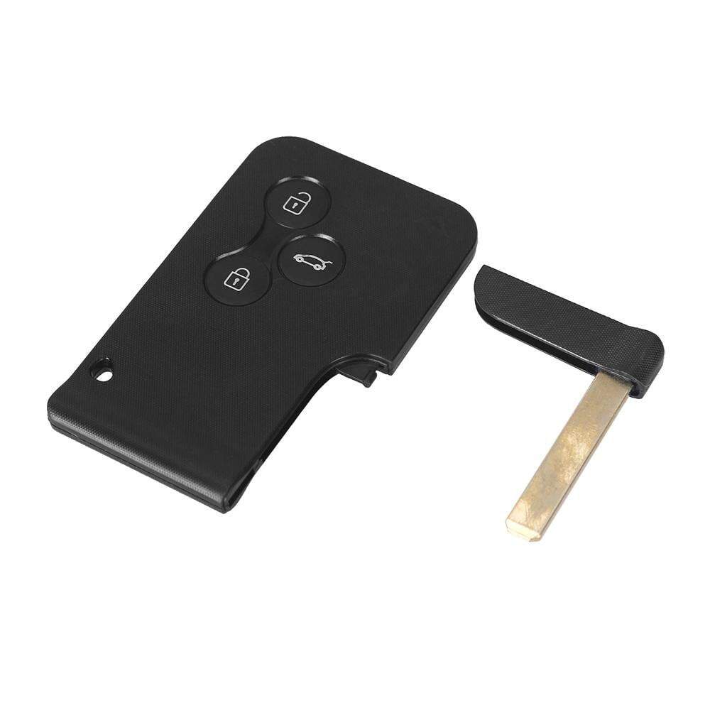 Fekete színű, 3 gombos Renault kulcsház, indítókártya és kulcsszár. Fehér színű mintával