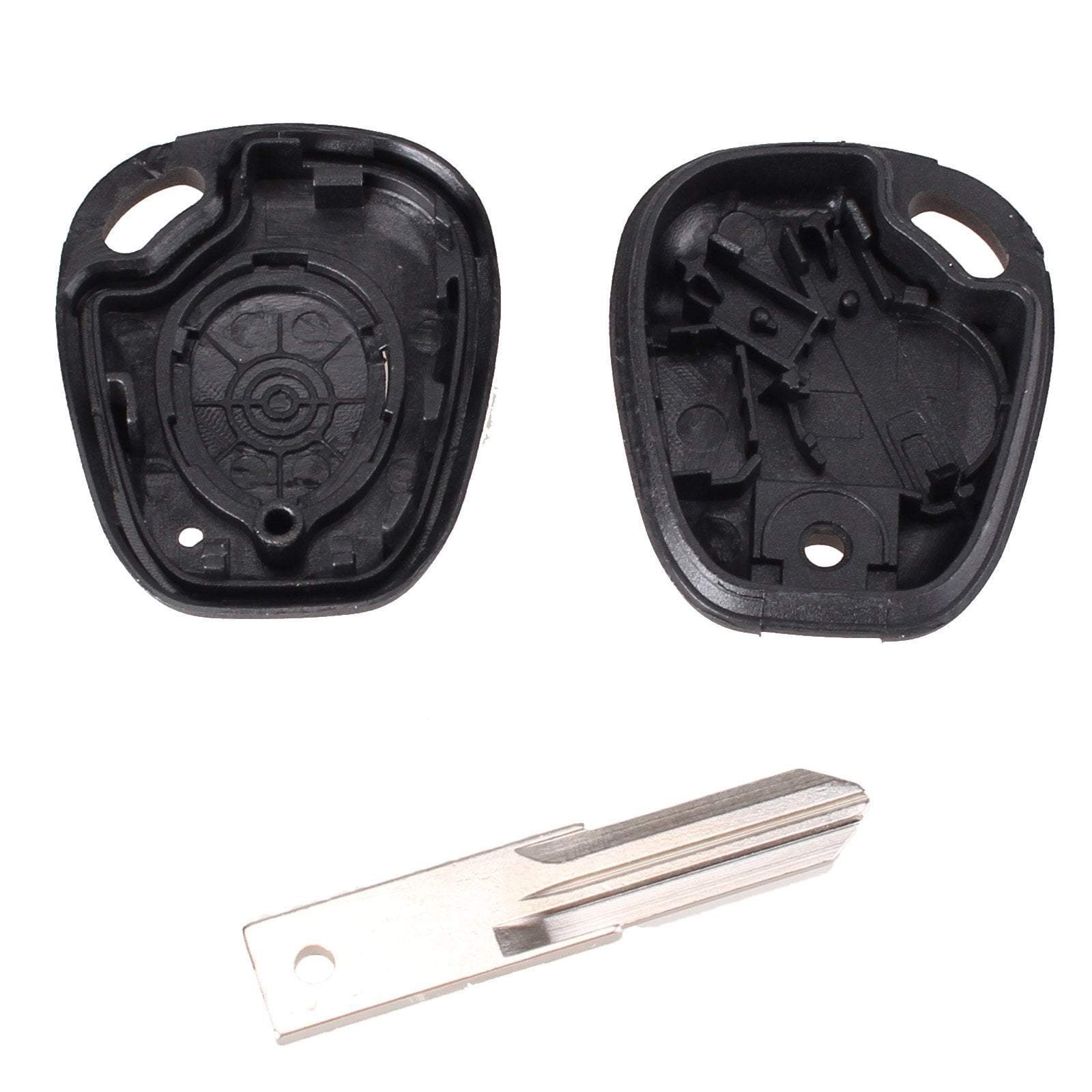 Fekete színű, 1 gombos Renault kulcs, kulcsház szétszedve.