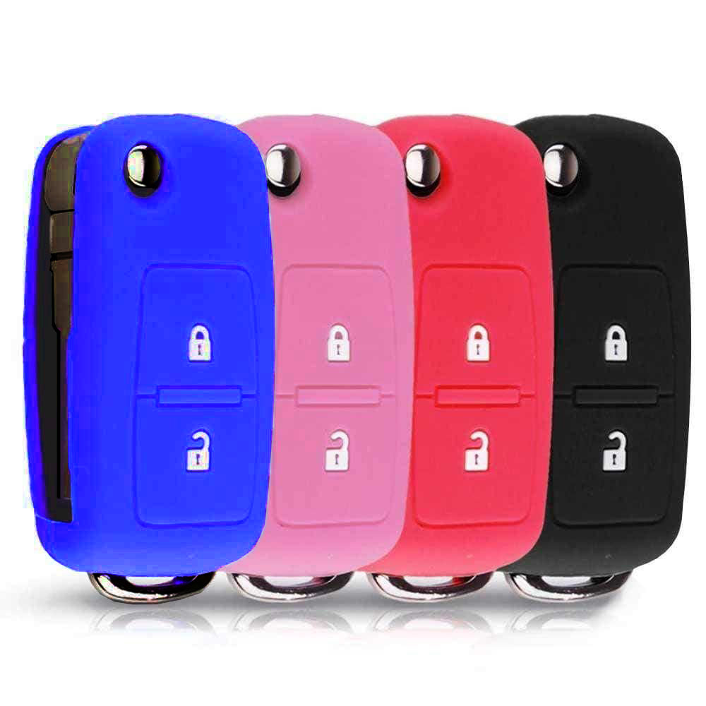 Kék, pink, piros és fekete színű, 2 gombos VW bicskakulcs szilikon tokok.