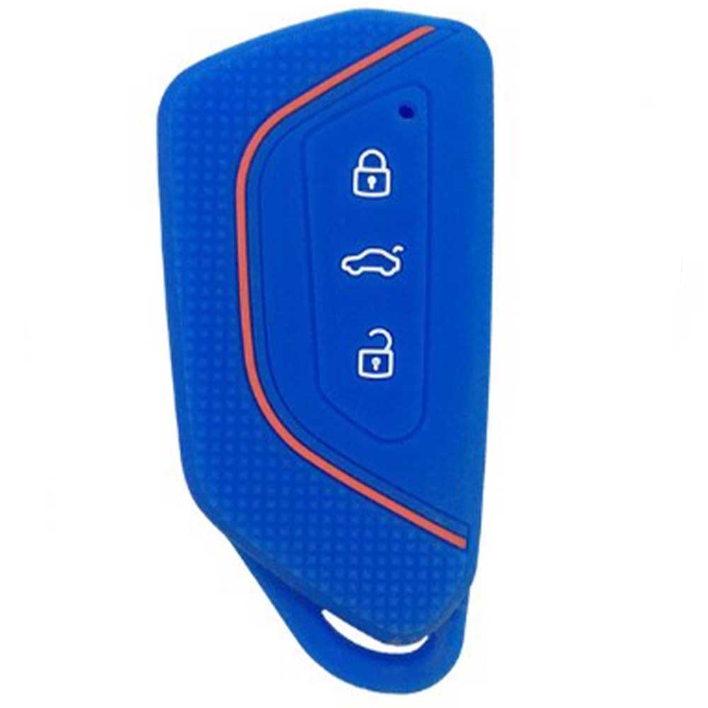 Kék színű, 3 gombos Skoda kulcs szilikon tok.