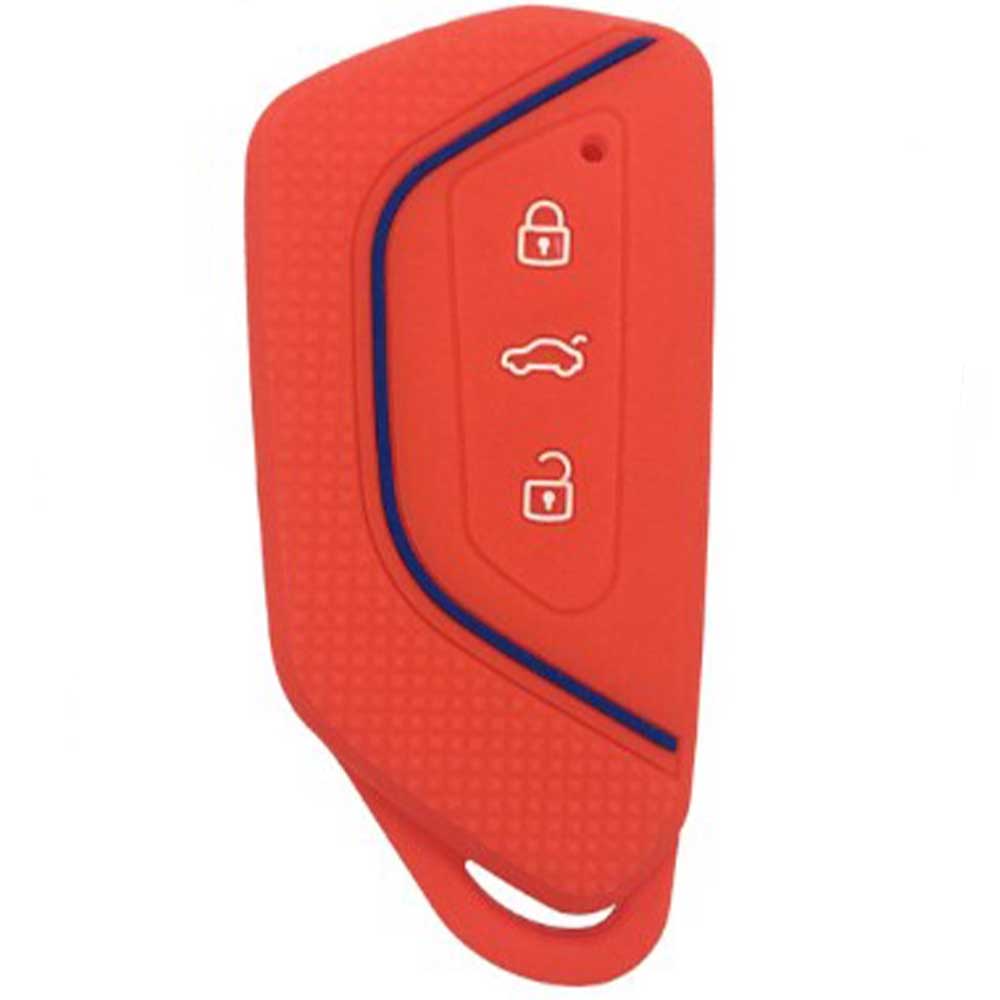 Piros színű, 3 gombos Skoda kulcs szilikon tok.
