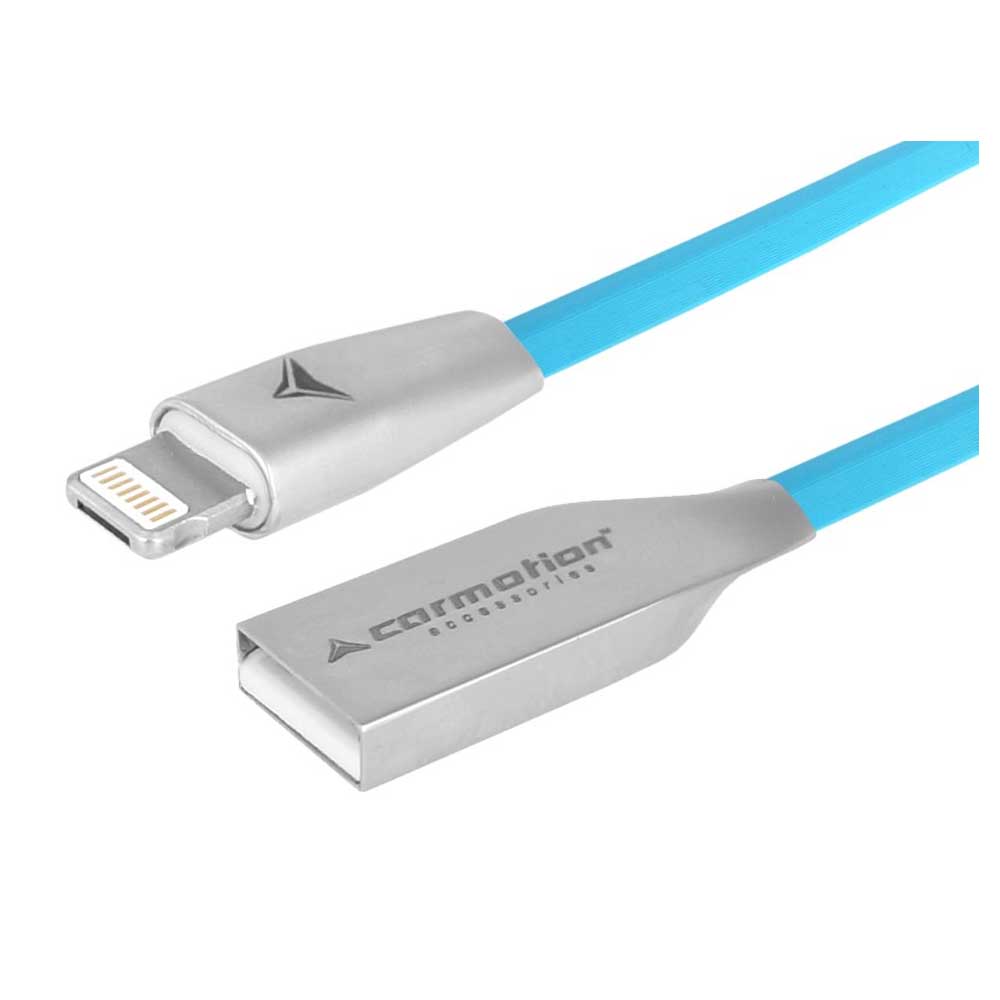 120 cm-es töltő és szinkronizáló kábel, USB és kombinált Micro USB/Lightning csatlakozókkal, kék színben