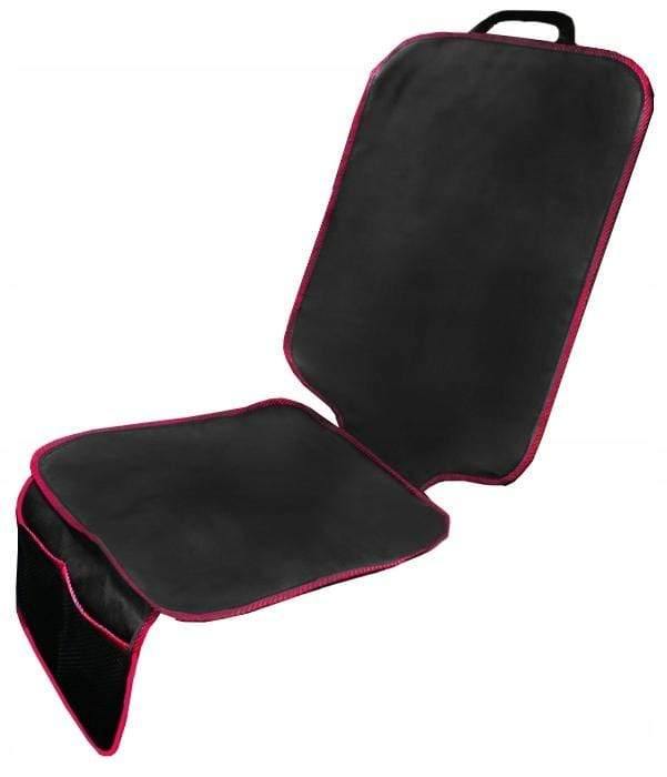 gyerekülés alá való ülésvédő huzat tárolóval piros szegélyel