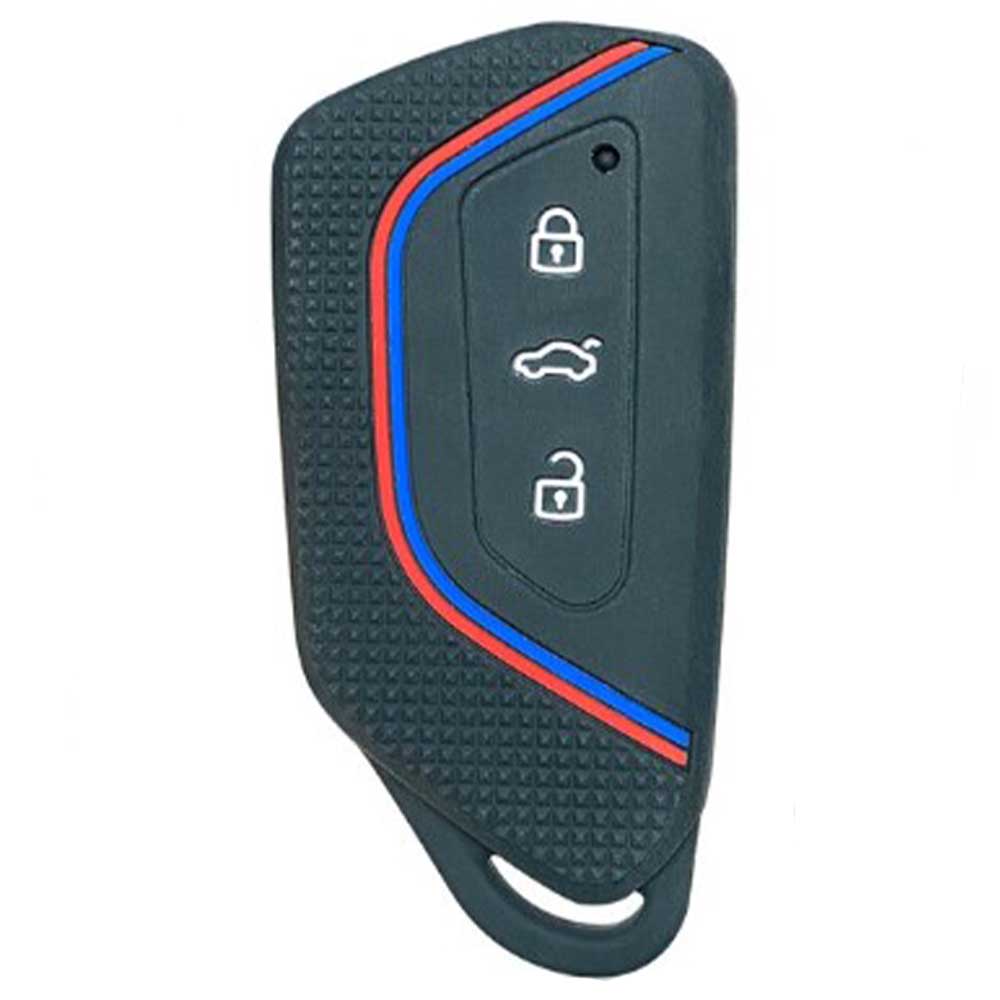 Fekete színű, 3 gombos VW kulcs szilikon tok.