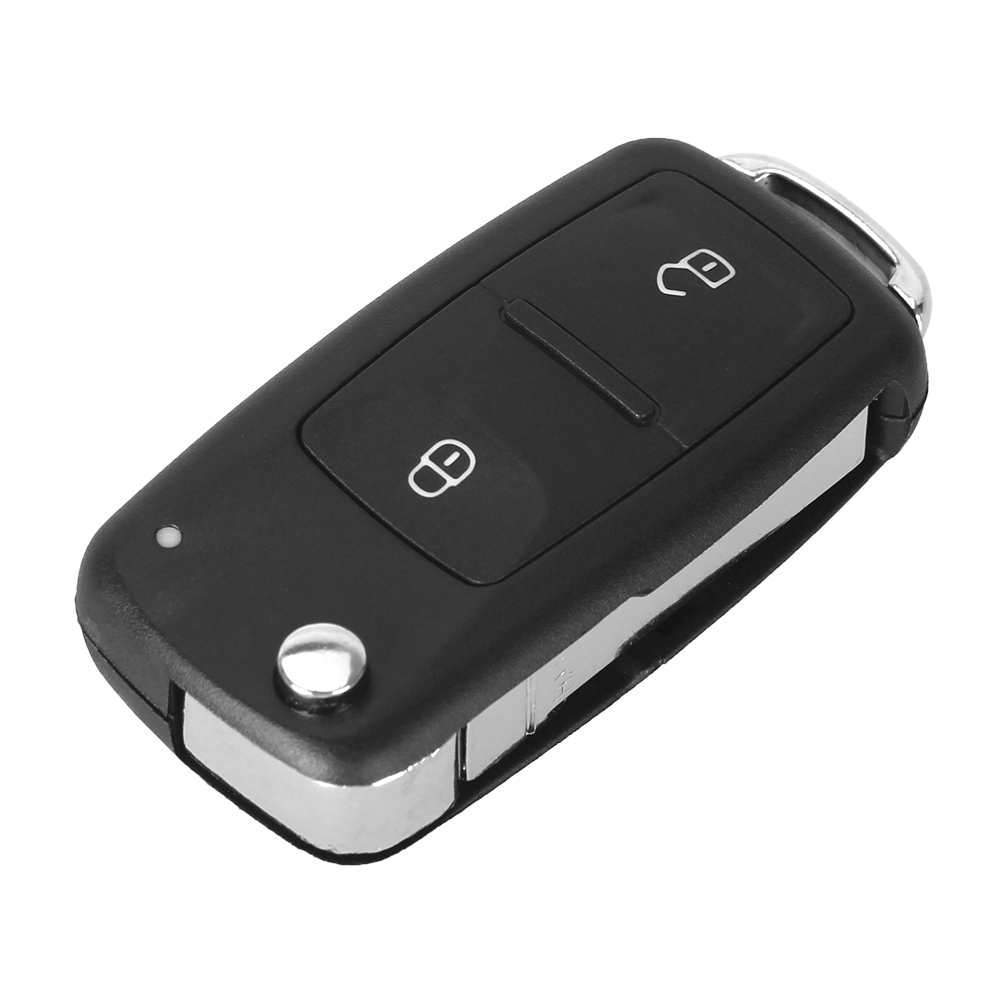 Fekete színű, 2 gombos VW bicskakulcs, kulcsház. Fehér mintával.