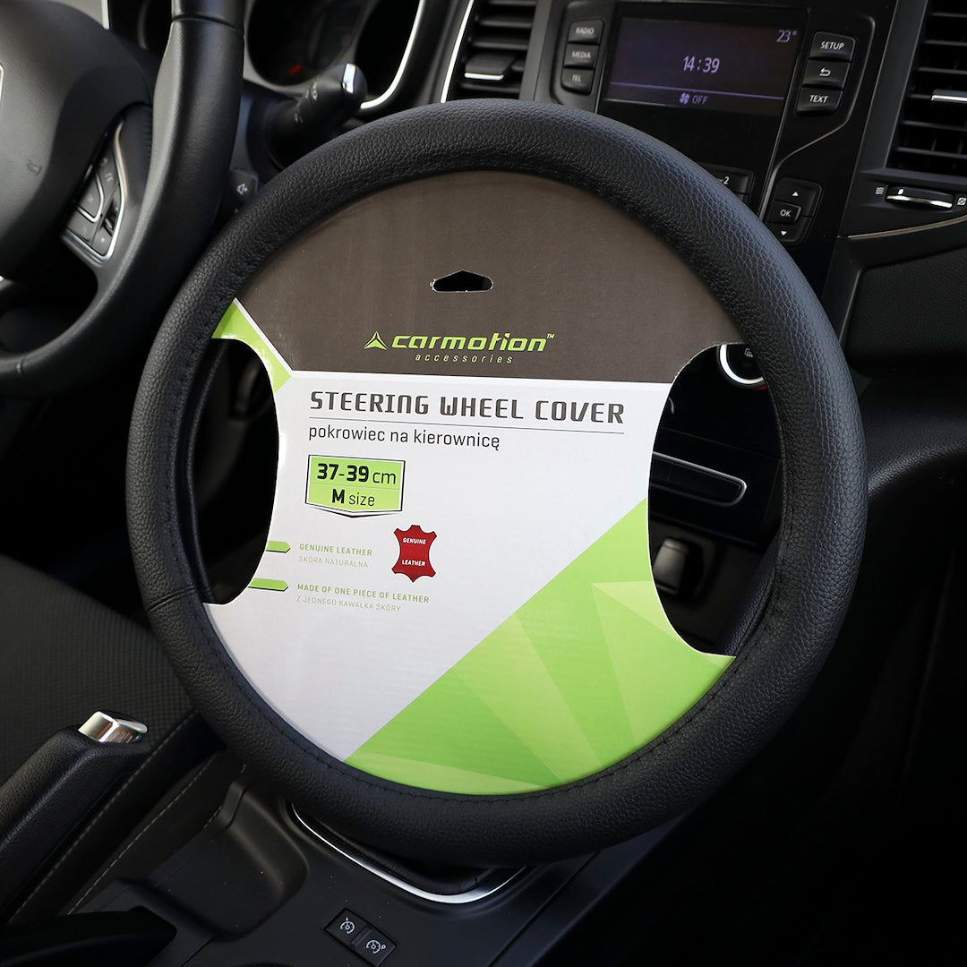 Kormánykerék huzat M 37 39 cm 1 db valódi bőrből fekete – kép 4