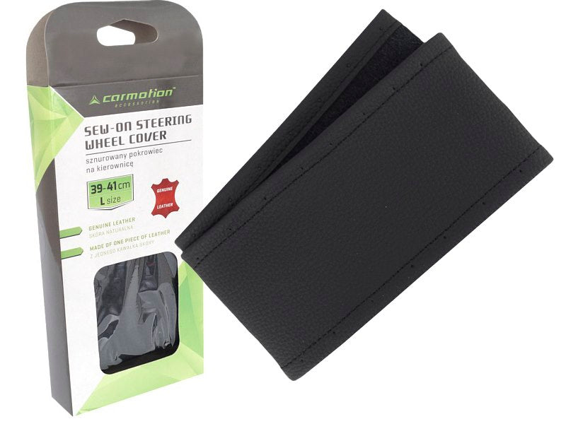 Kormánykerék huzat varrni 39 41 cm 1 db természetes bőr fekete – kép 4
