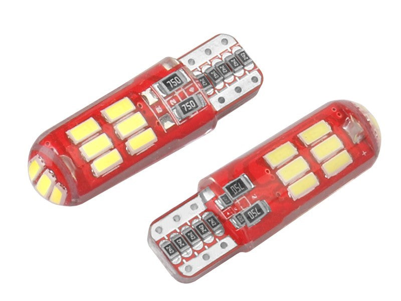 Izzó VISION W5W T10 12V 15x 3014 SMD LED CANBUS szilikon izzótartó fehér 2 db – kép 2