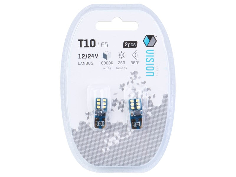 Izzó VISION W5W T10 1224V 12x 2016 SMD LED nem poláris CANBUS fehér 2 db – kép 3