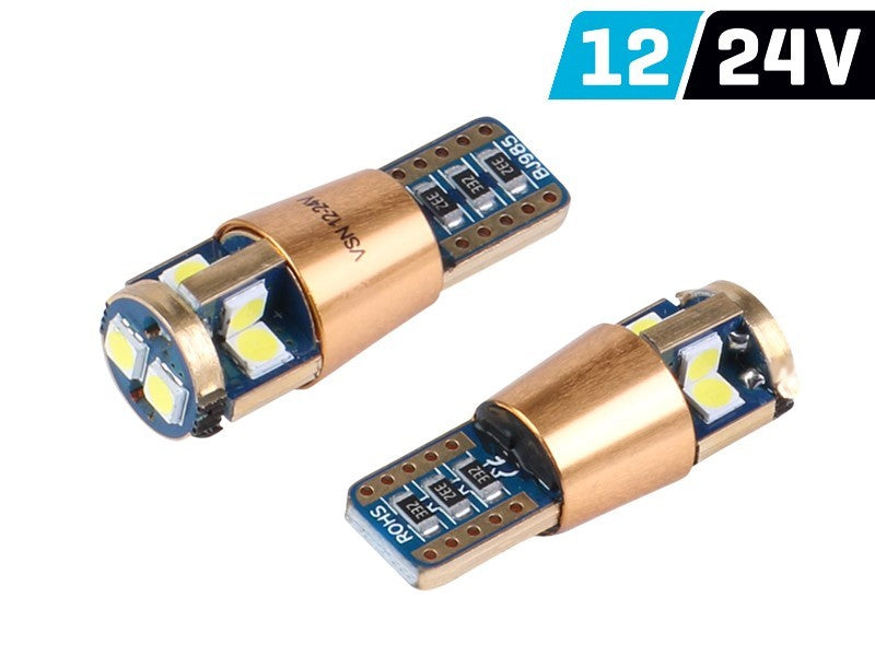 Izzó VISION W5W (T10) 12/24V 10x 3030 SMD LED, nem poláris, CANBUS, fehér, 2 db