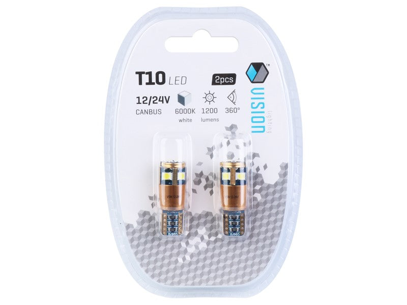 Izzó VISION W5W T10 1224V 10x 3030 SMD LED nem poláris CANBUS fehér 2 db – kép 3