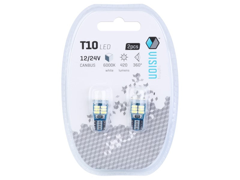 Izzó VISION W5W T10 12V 18x 4014 SMD LED nem poláris CANBUS fehér 2 db – kép 3