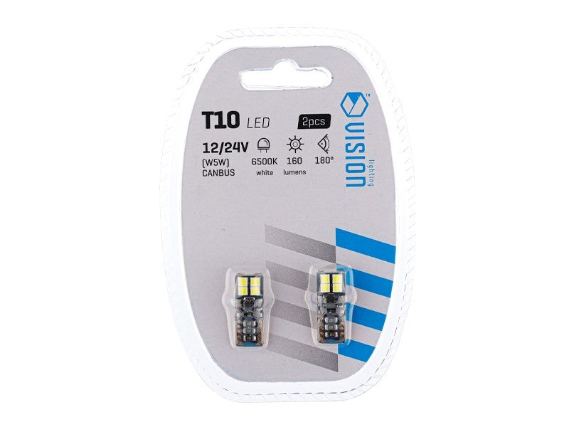 Izzó VISION W5W T10 1224V 8x 3030 SMD LED nem poláris CANBUS fehér 2 db – kép 3
