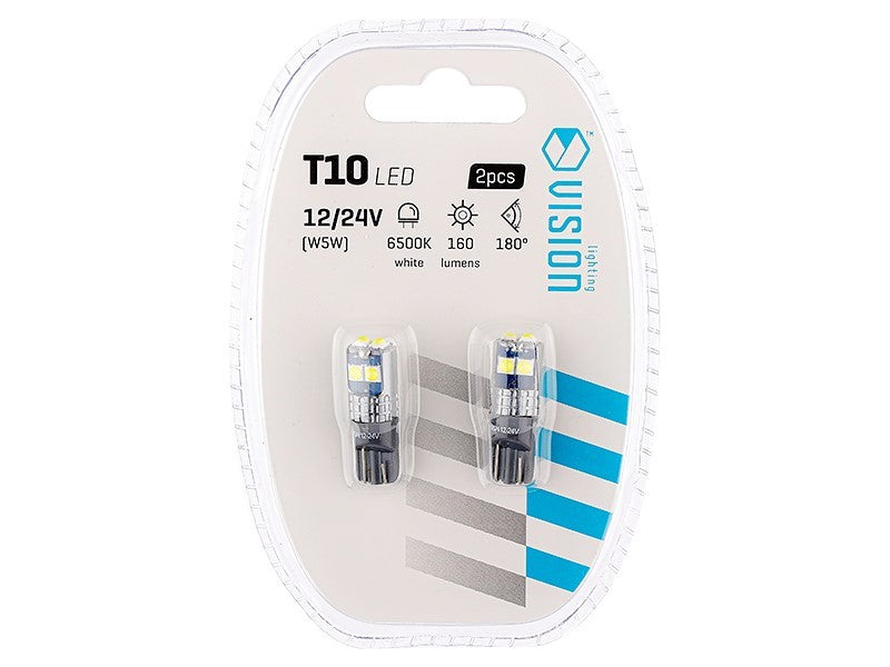 Izzó VISION W5W T10 1224V 6x 3030 SMD LED nem poláris CANBUS fehér 2 db – kép 3