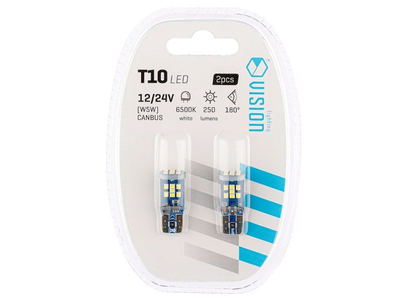 Izzó VISION W5W T10 1224V 21x 2016 SMD LED nem poláris CANBUS fehér 2 db – kép 3
