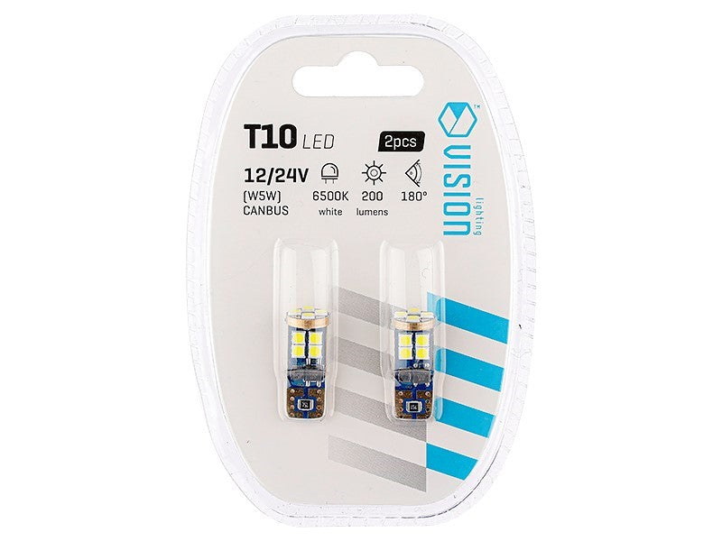 Izzó VISION W5W T10 1224V 12x 3030 SMD LED nem poláris CANBUS fehér 2 db – kép 3