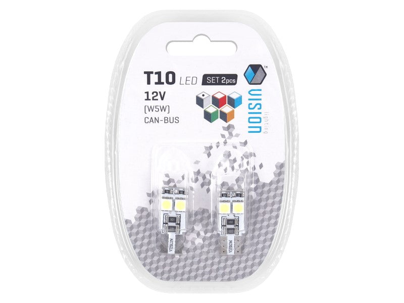 Izzó VISION W5W T10 12V 4x 5050 SMD LED CANBUS fehér 2 db – kép 3