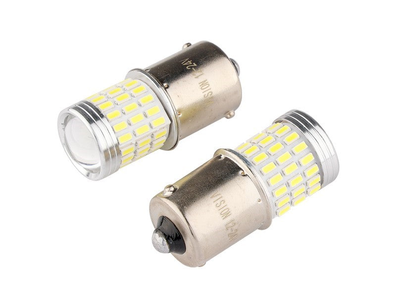 Izzó VISION R5W  R10W BA15s 1224V 54x 3014 SMD  3x 3030 SMD LED nem poláris CANBUS fehér 2 db – kép 2