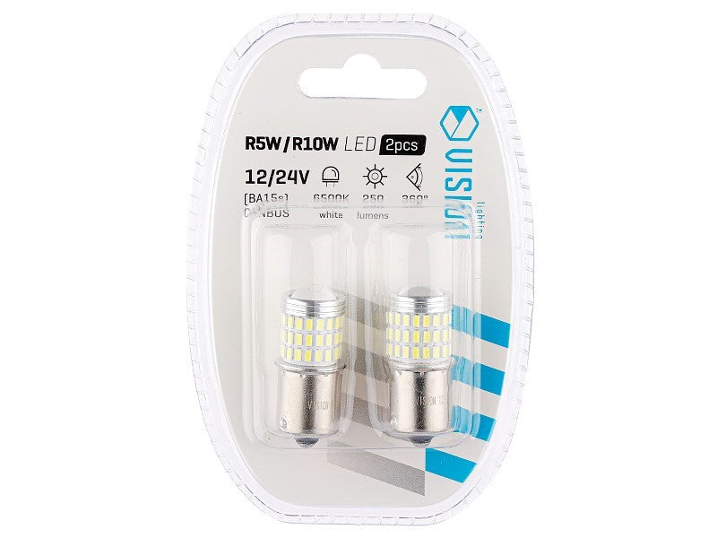 Izzó VISION R5W  R10W BA15s 1224V 54x 3014 SMD  3x 3030 SMD LED nem poláris CANBUS fehér 2 db – kép 3
