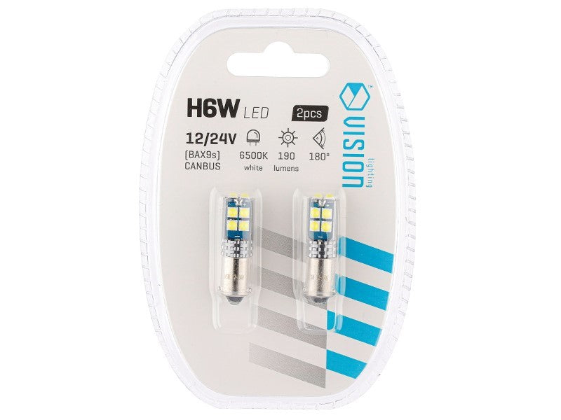 Izzó VISION H6W BAX9s 1224V 10x 3030 SMD LED nem poláris CANBUS fehér 2 db – kép 3