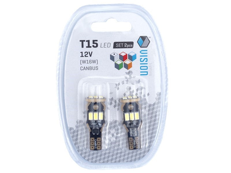 Izzó VISION W16W T15 12V 9x 5730 SMD LED nem poláris CANBUS fehér 2 db – kép 3