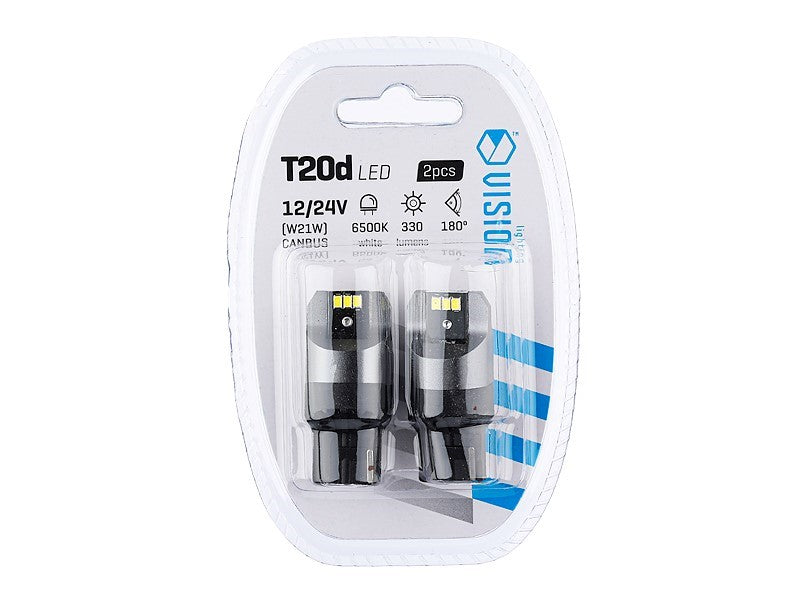 Izzó VISION W21W T20d 1224V 6x 3020 SMD LED nem poláris CANBUS fehér 2 db – kép 3